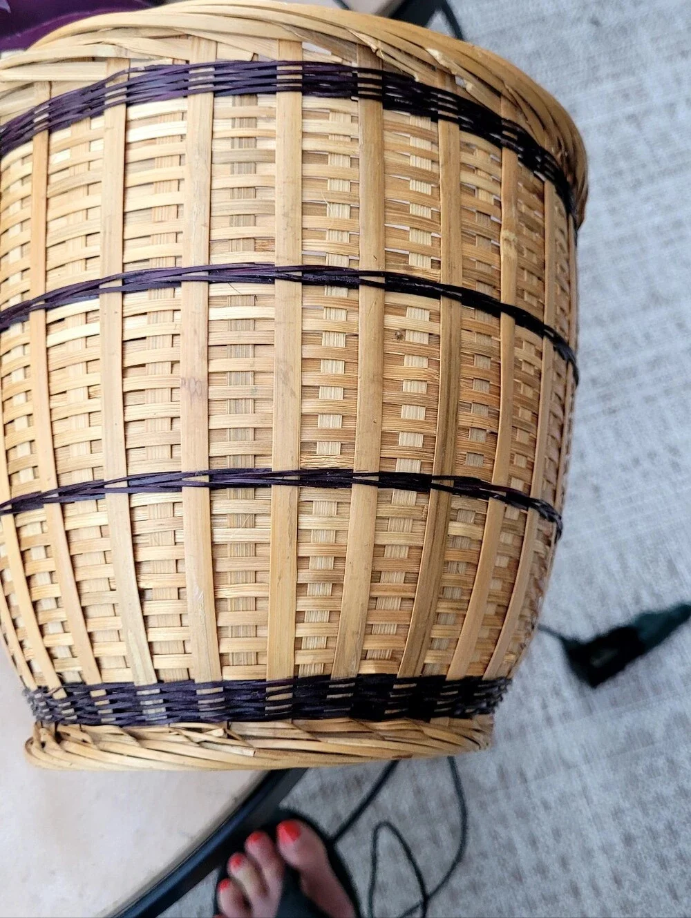 Woven Natural and Dark Brown Decorative Basket